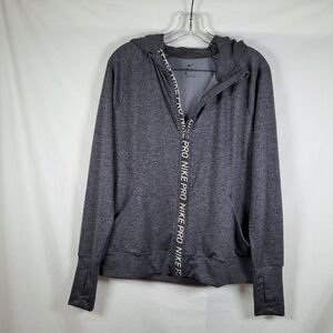 Nike Gray Zip-Up Hoodie Dri Fit Womens M Hoodie Nike Pro